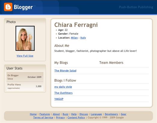 Chiara Ferragni il primo blog