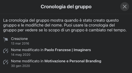 La cronologia del gruppo 