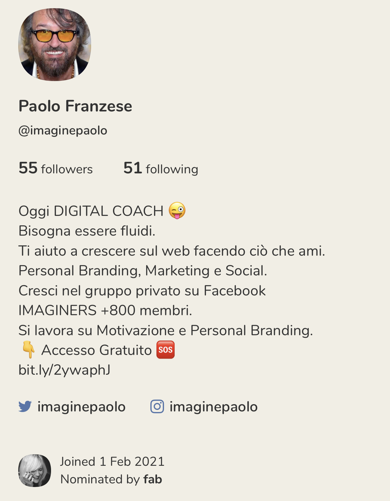 Il mio account, nominato da Fabiana Sera