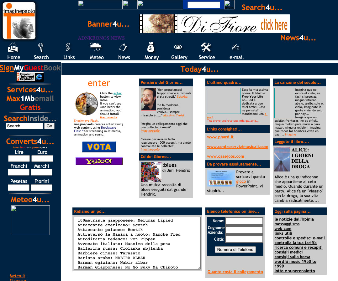 Il primo sito imaginepaolo su hosting gratuito, non esisteva la parola Blog