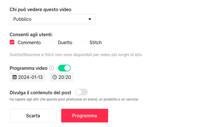 poche visualizzazioni su TikTok